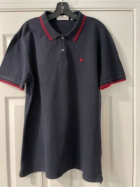 Ben Sherman 100% Cotton Large Navy Polo with Red Trim